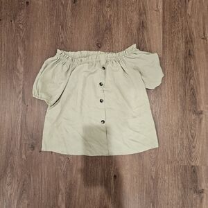 SHEIN Light Green Off-Shoulder Blouse